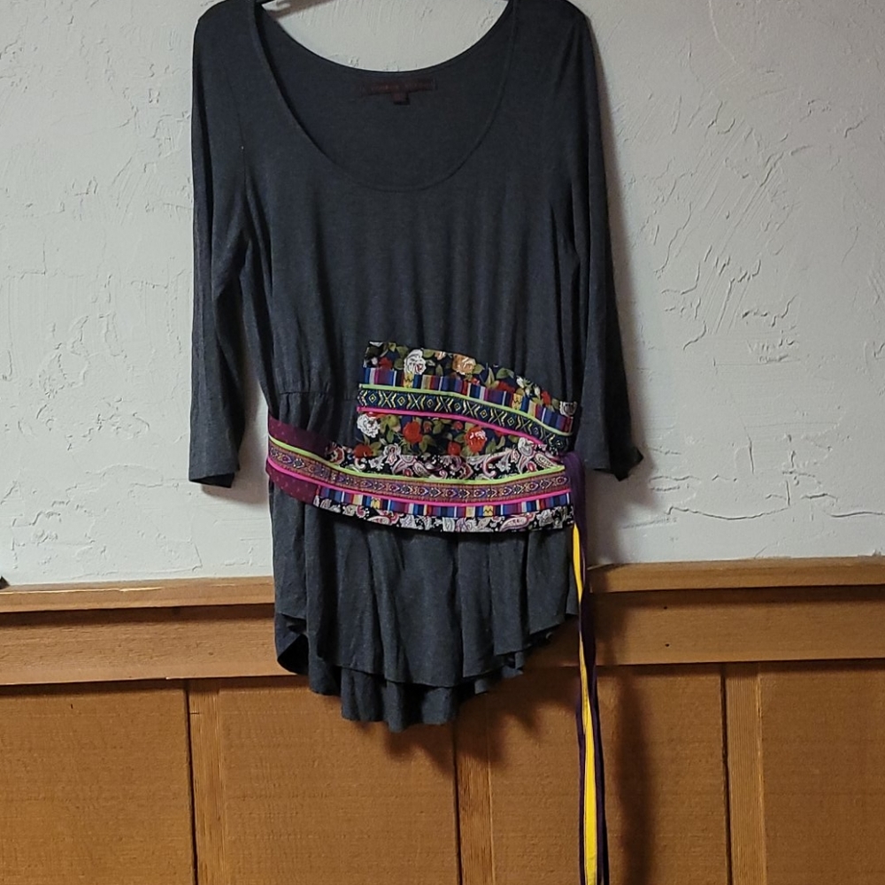 Unique tunic top with attached belt
